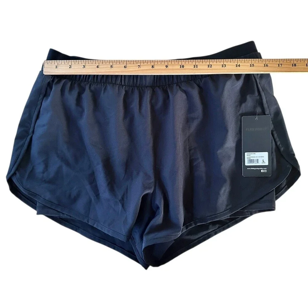90 Degree by Reflex Women's Lightstreme 2 in 1 Olympus Running Shorts Sz L Black